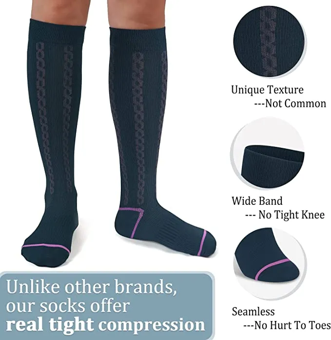 1-Pairs Navy Blue Graduated Compression Socks For Men & Women (30-40mmHG) | Actinput