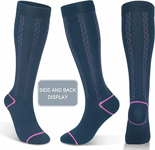 1-Pairs Navy Blue Graduated Compression Socks For Men & Women (30-40mmHG) | Actinput