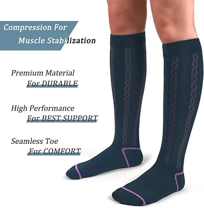 1-Pairs Navy Blue Graduated Compression Socks For Men & Women (30-40mmHG) | Actinput