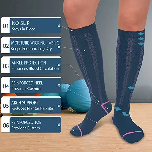 1-Pairs Navy Blue Graduated Compression Socks For Men & Women (30-40mmHG) | Actinput