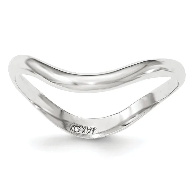 14K Gold 3mm Wide Curved Wave Thumb Ring - White Yellow or Rose