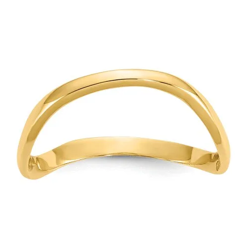 14K Gold 3mm Wide Curved Wave Thumb Ring - White Yellow or Rose