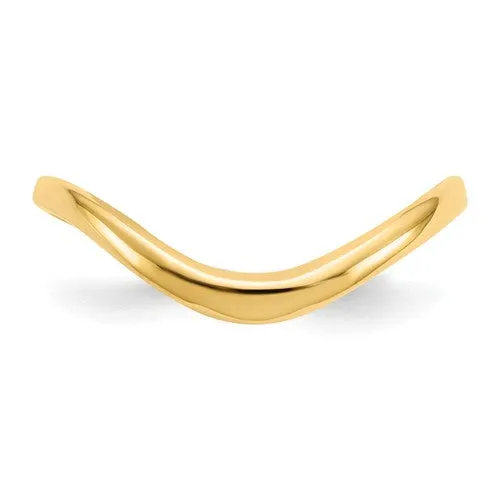 14K Gold 3mm Wide Curved Wave Thumb Ring - White Yellow or Rose