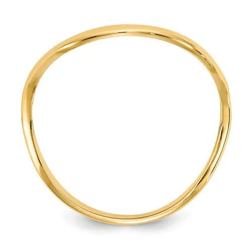 14K Gold 3mm Wide Curved Wave Thumb Ring - White Yellow or Rose