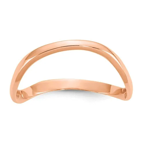 14K Gold 3mm Wide Curved Wave Thumb Ring - White Yellow or Rose