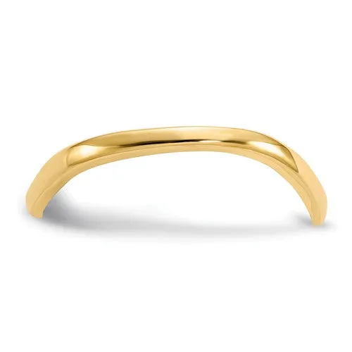 14K Gold 3mm Wide Curved Wave Thumb Ring - White Yellow or Rose