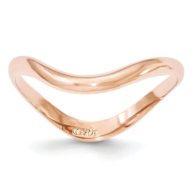 14K Gold 3mm Wide Curved Wave Thumb Ring - White Yellow or Rose