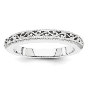 14k White Gold Filigree Openwork Milgrain 3mm Band