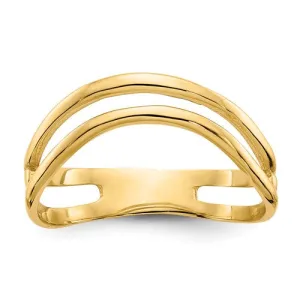 14K Yellow Gold Double Wave Curved Thumb Ring