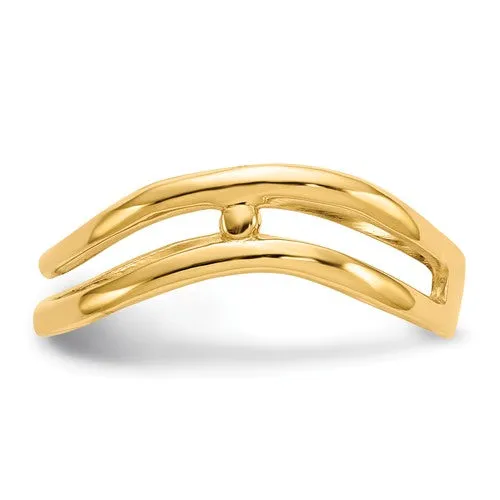 14K Yellow Gold Double Wave Curved Thumb Ring