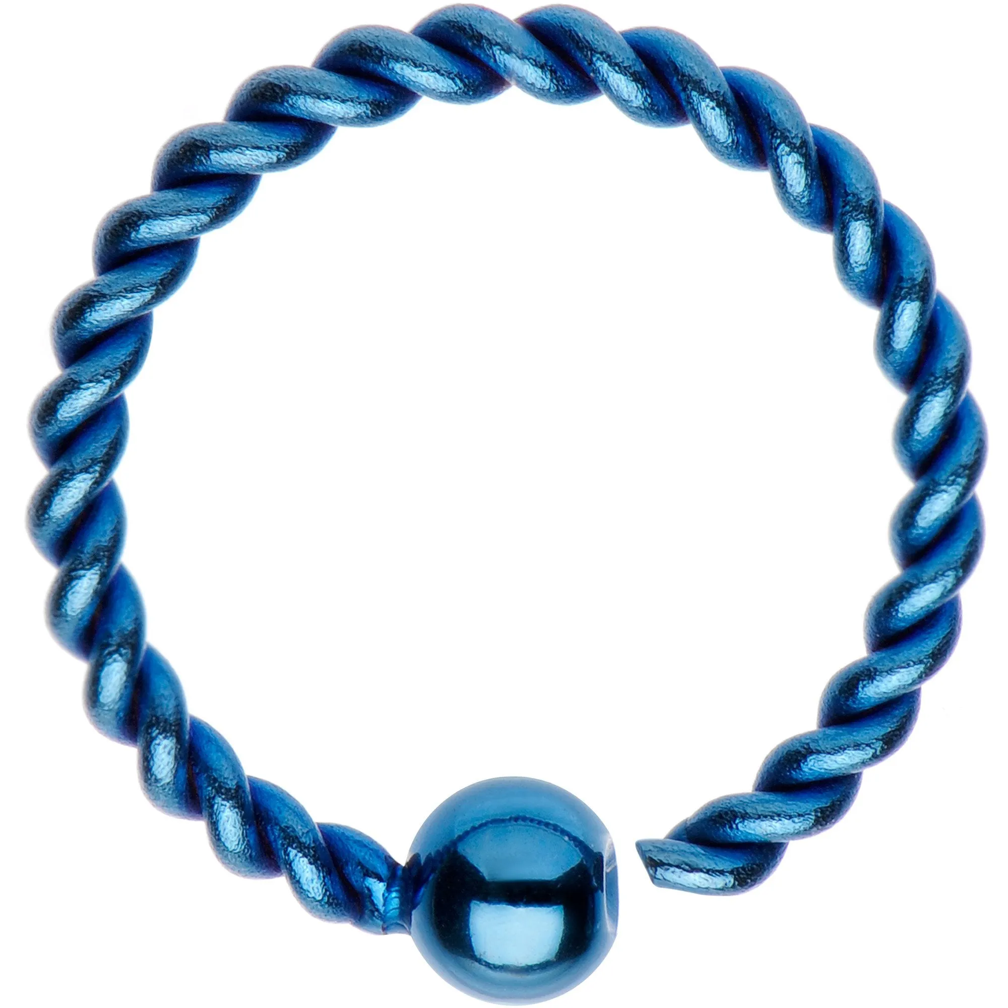 16 Gauge 3/8" Light Blue IP So Twisted Captive Style Seamless Ring