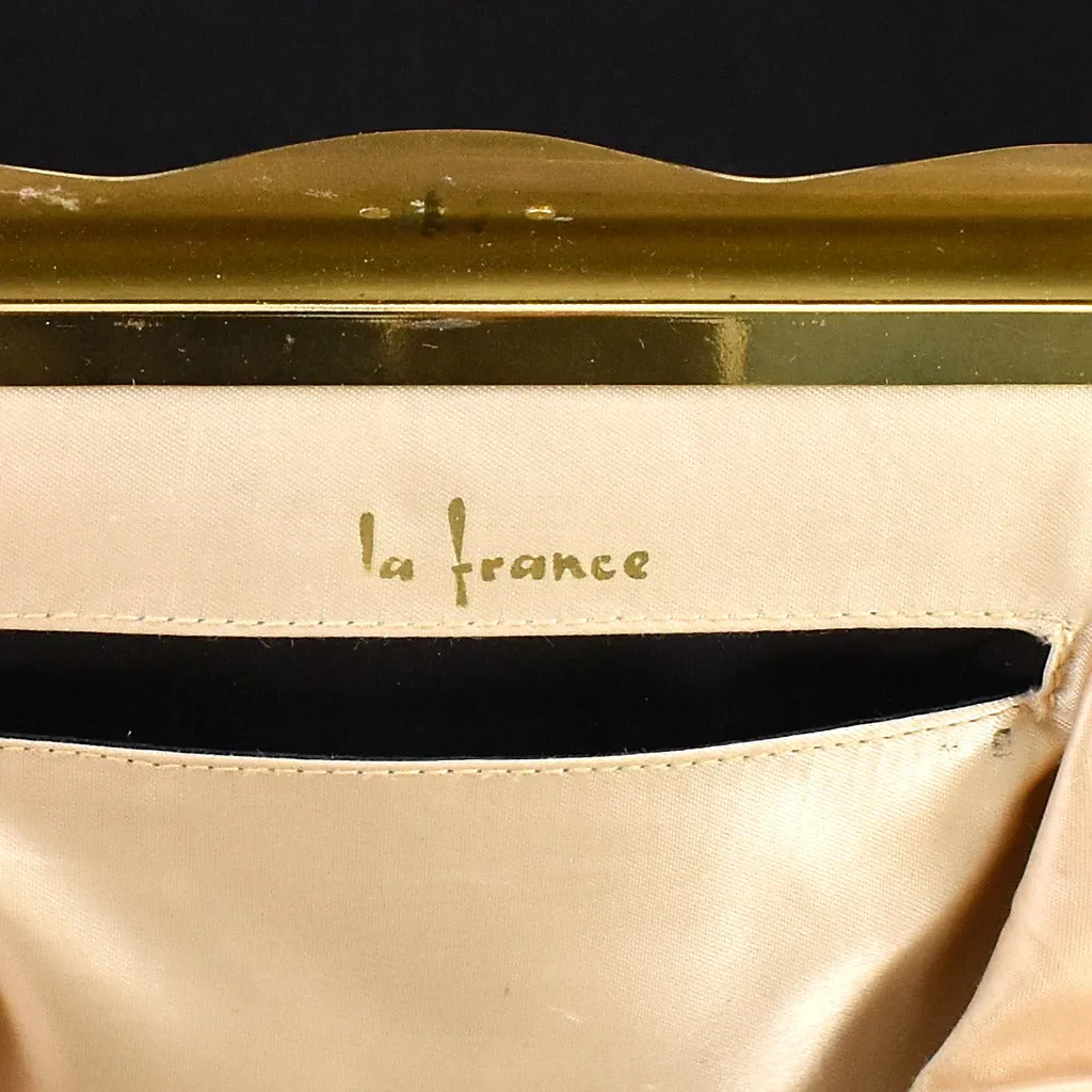 1950s Vintage White Patent Leaf Clutch