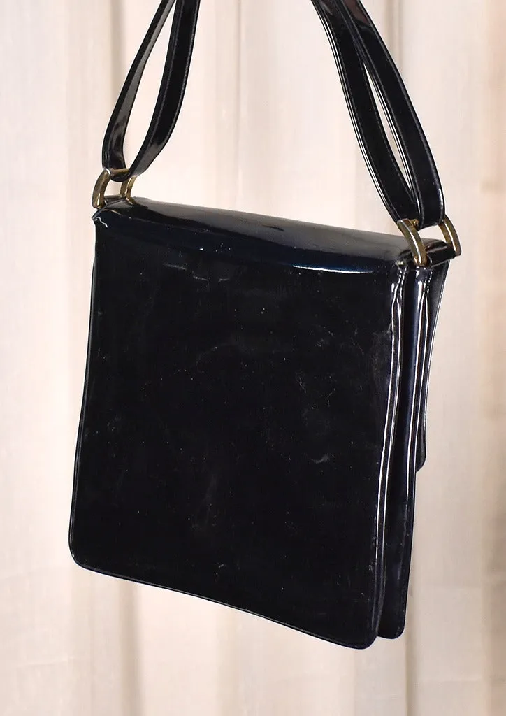1960s Black Square Patent Bag