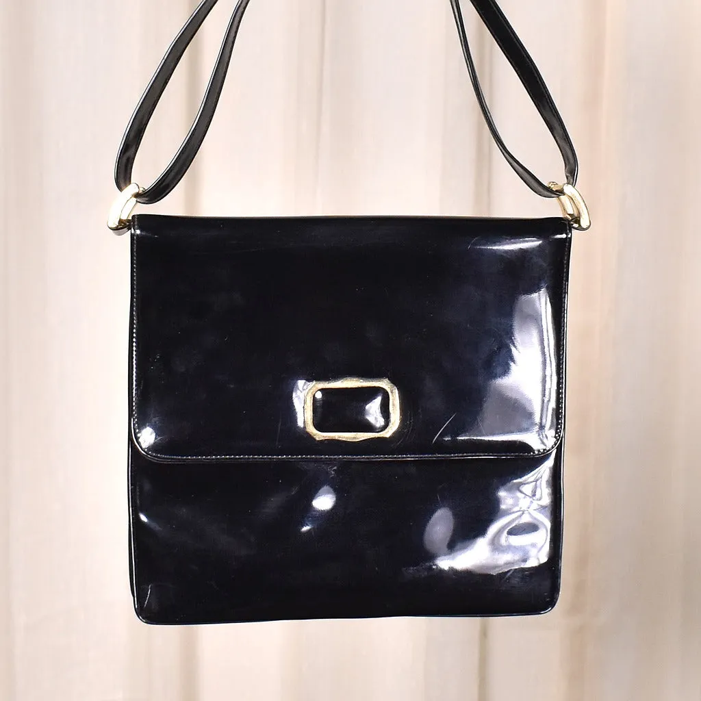 1960s Black Square Patent Bag