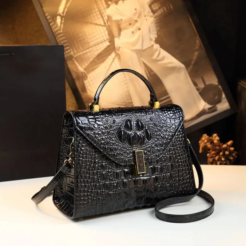 2024 High-grade Leather Crocodile Print Handbags