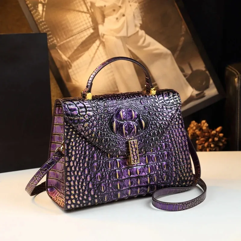 2024 High-grade Leather Crocodile Print Handbags
