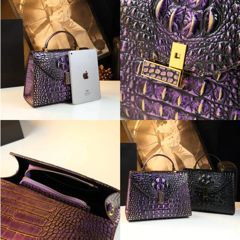 2024 High-grade Leather Crocodile Print Handbags
