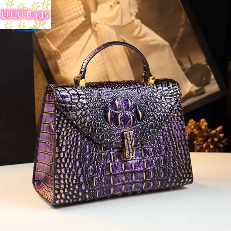 2024 High-grade Leather Crocodile Print Handbags