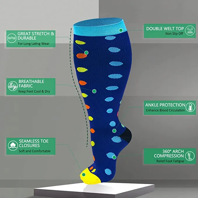 3-Pairs Cute Calf Compression Socks for Man and Woman (20-30 mmHG）| ACTINPUT