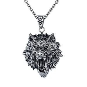 316L stainless steel wolf necklace