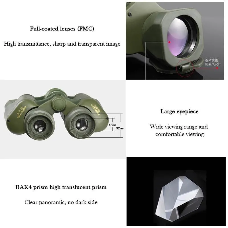 50x50 Military HD Binoculars Waterproof Shockproof (GREEN)