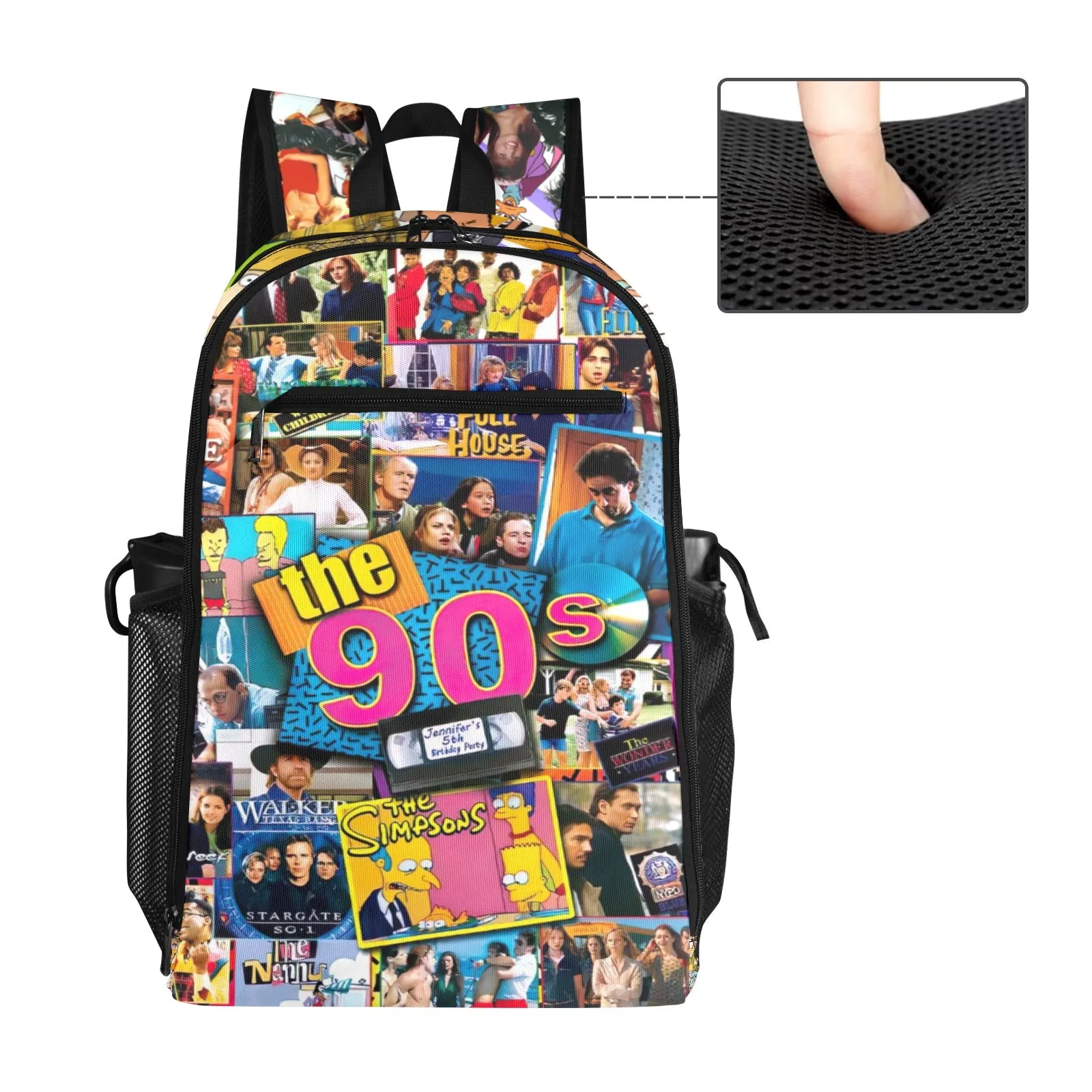 90s TV Icons Collage All Over Print Leisure Sports Backpack