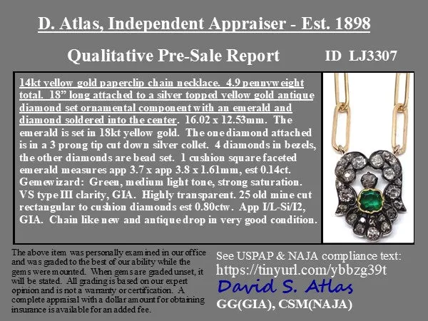 .94ctw Antique Diamond & Emerald Conversion Pendant