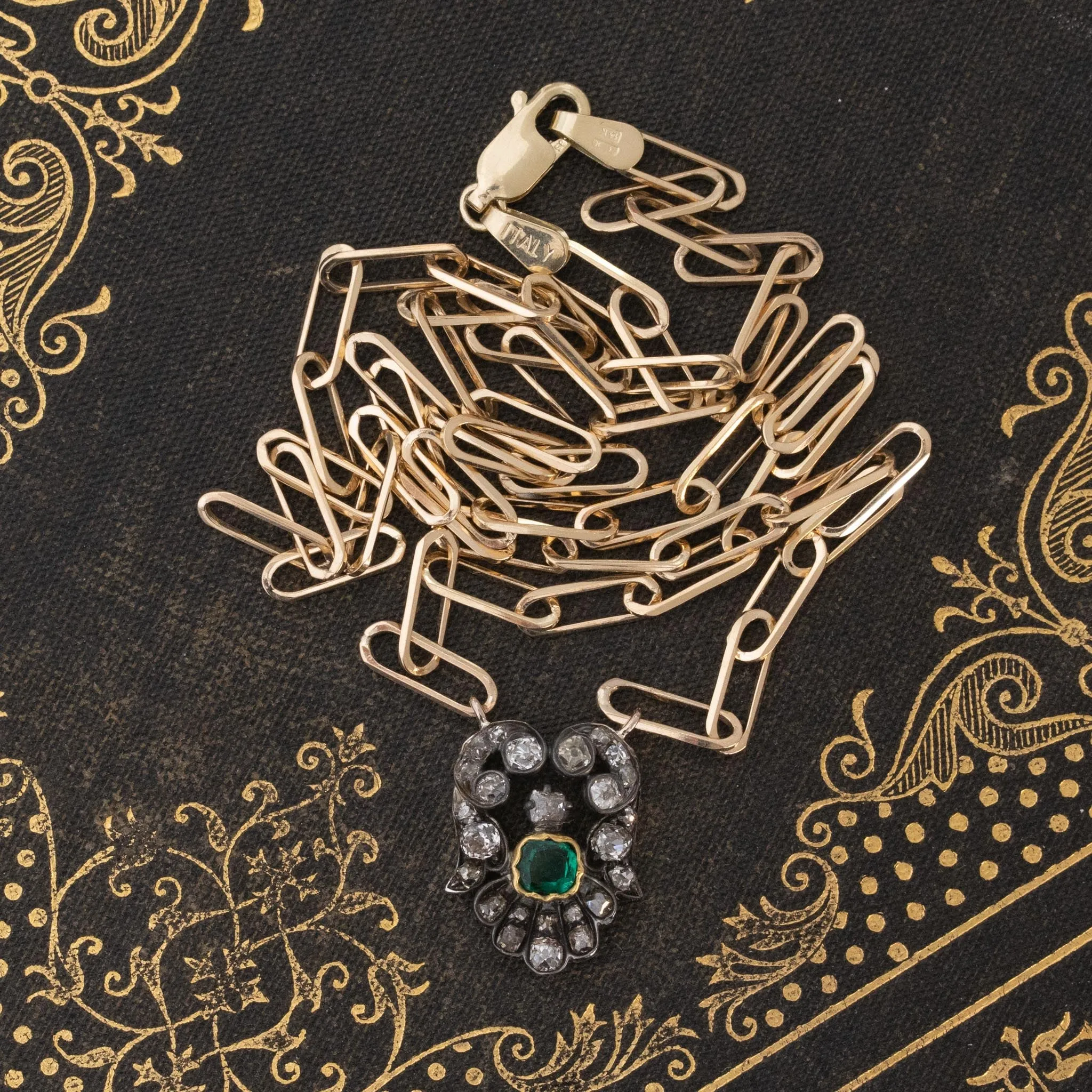 .94ctw Antique Diamond & Emerald Conversion Pendant