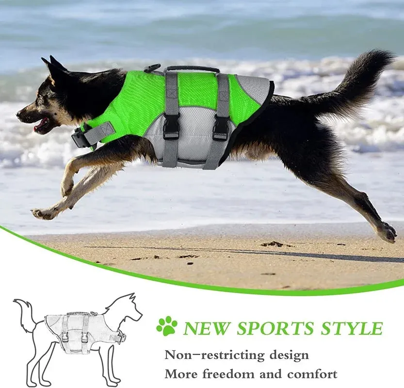 Adjustable Dog Life Jacket with Rescue Handle – Swimming Vest for Pets