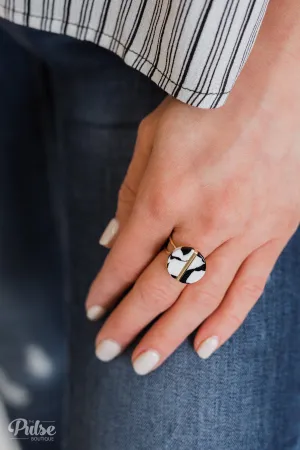 Adjustable Gold Ring- Black & White