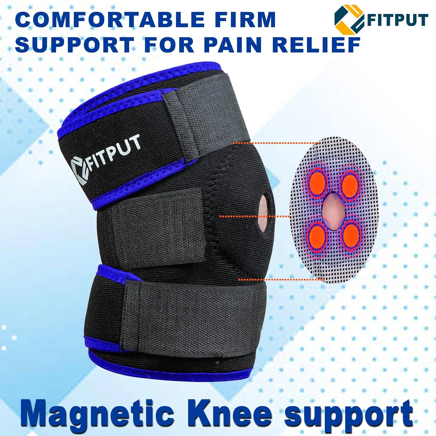 ALYV Ajustable Knee Cap For Men Women For Leg Pain Relief Products Knee Support Men Gym Knee Caps Open Patella Gel Pads Knee Brace Gym Accessories For Men.(Freesize,Blue)