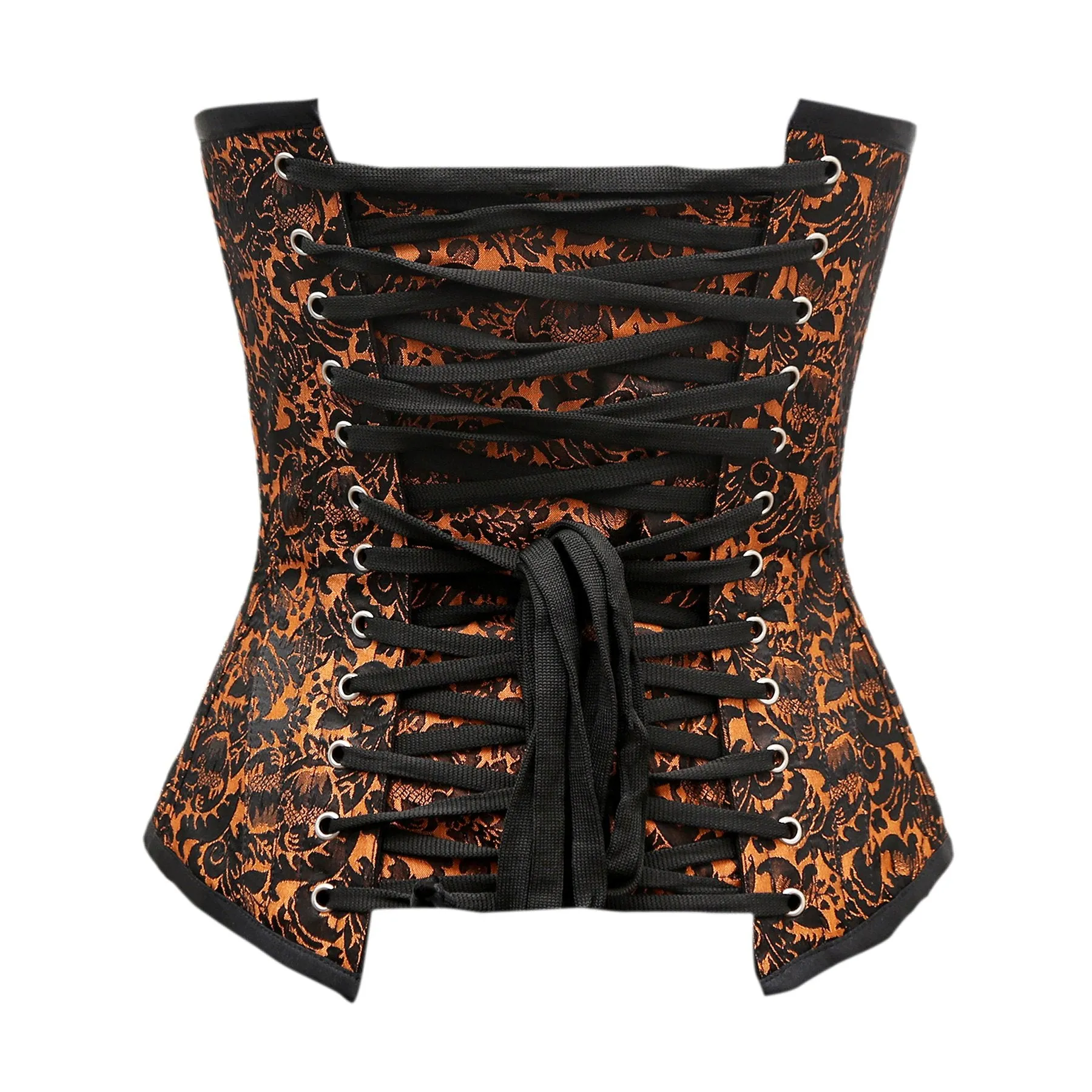 Angly Orange Black Brocade Underbust Corset