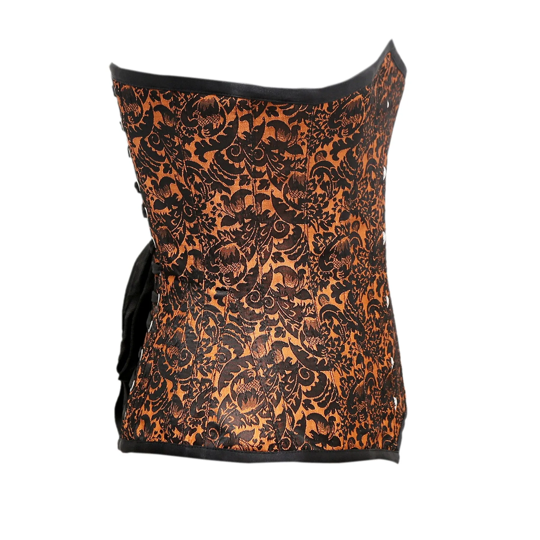 Angly Orange Black Brocade Underbust Corset