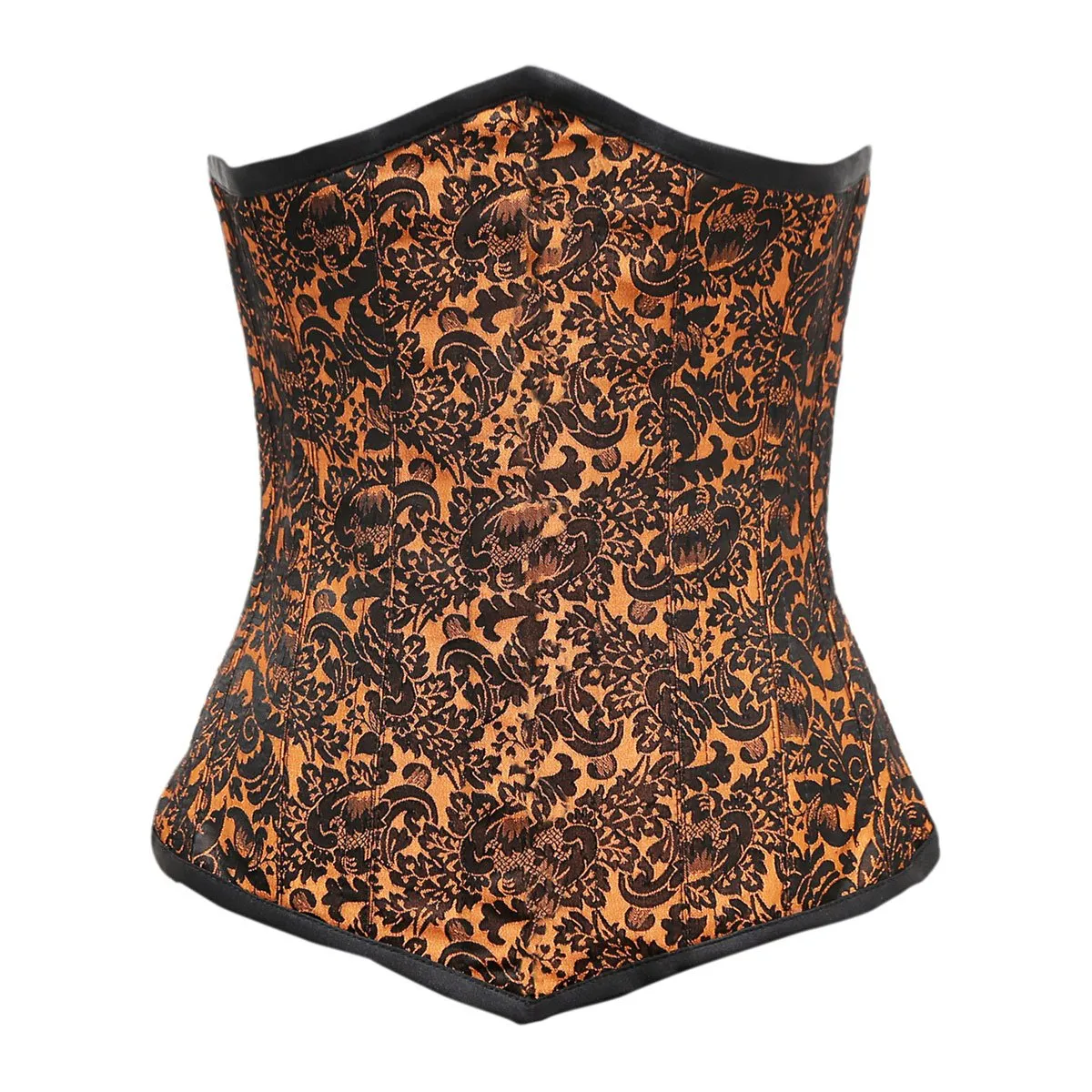Angly Orange Black Brocade Underbust Corset