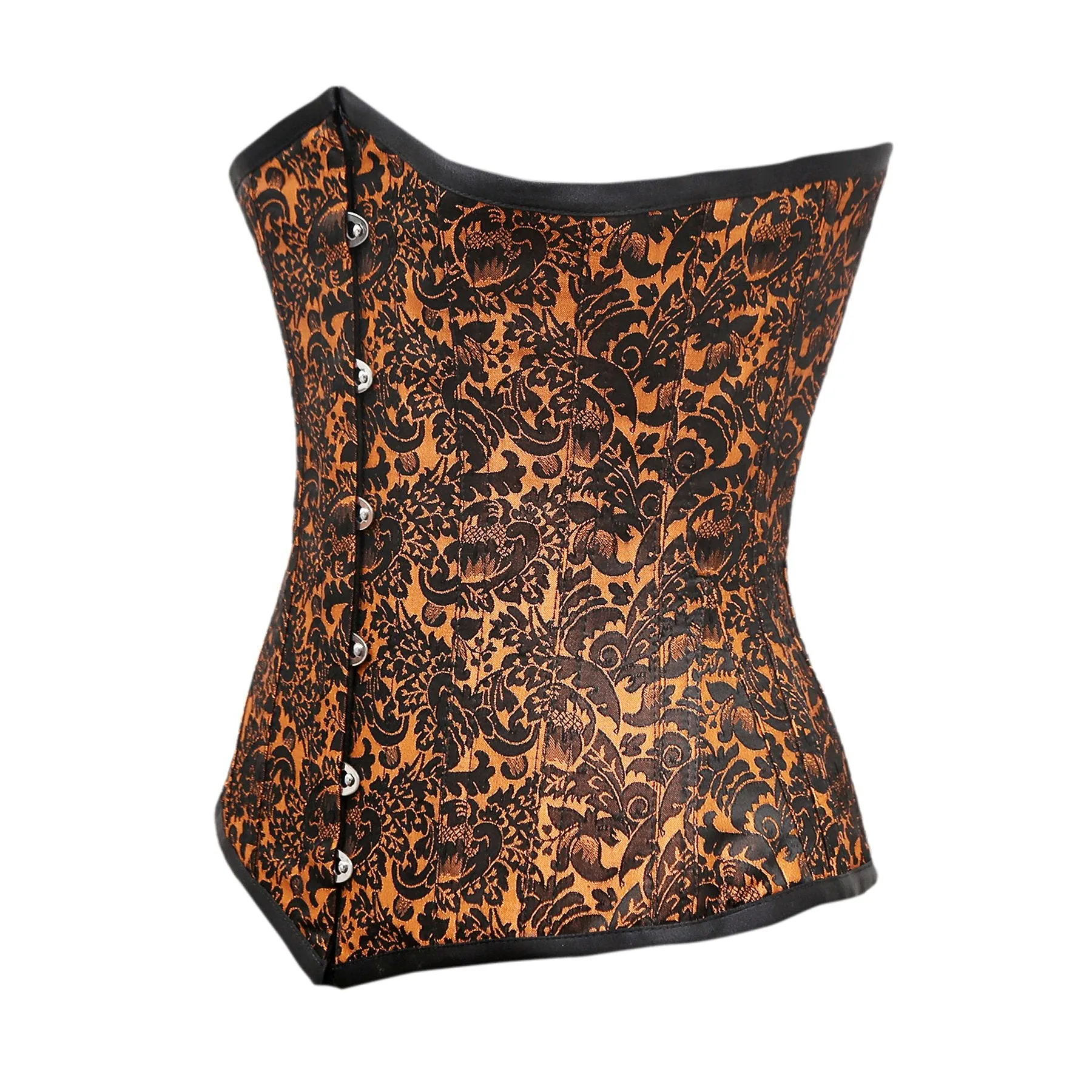 Angly Orange Black Brocade Underbust Corset