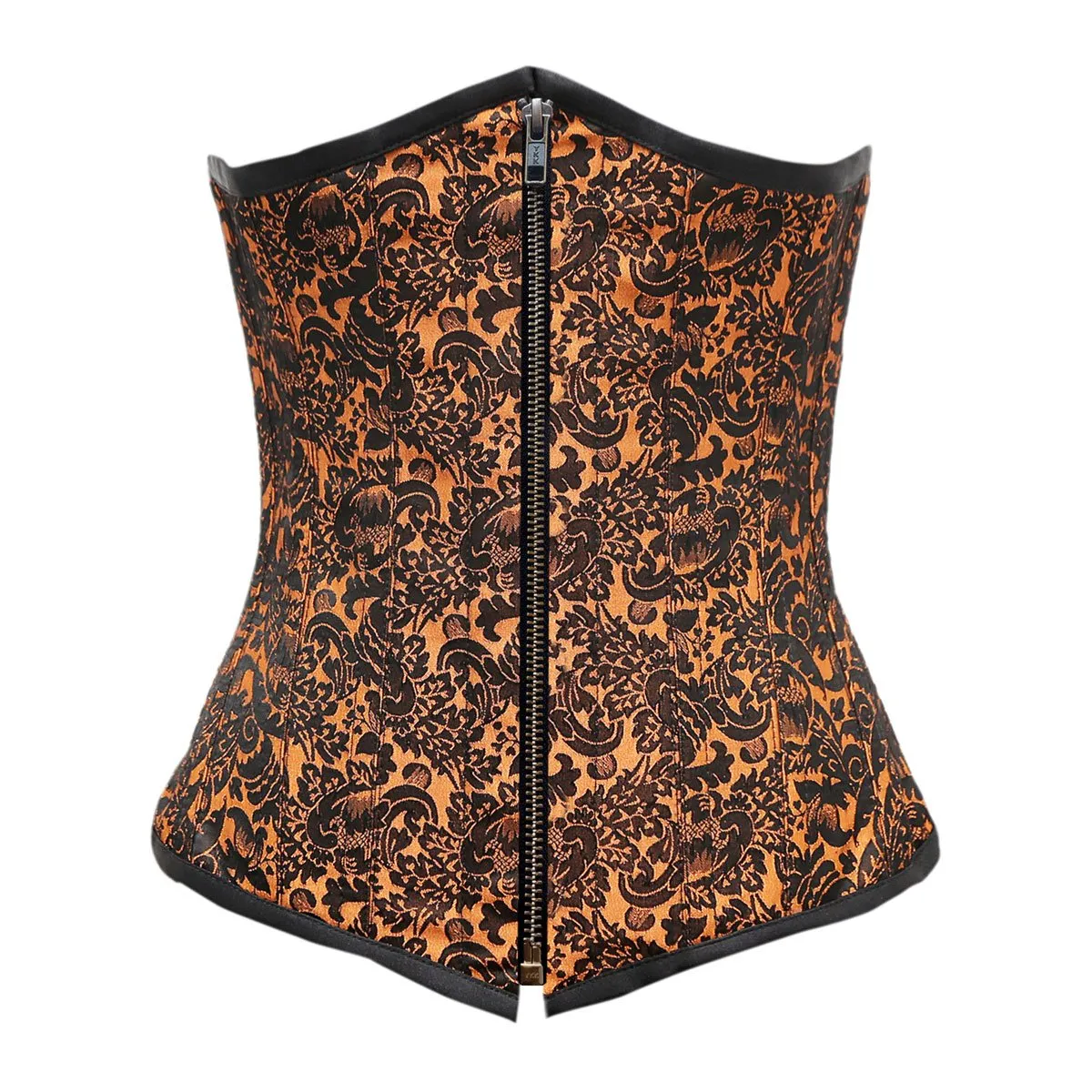 Angly Orange Black Brocade Underbust Corset