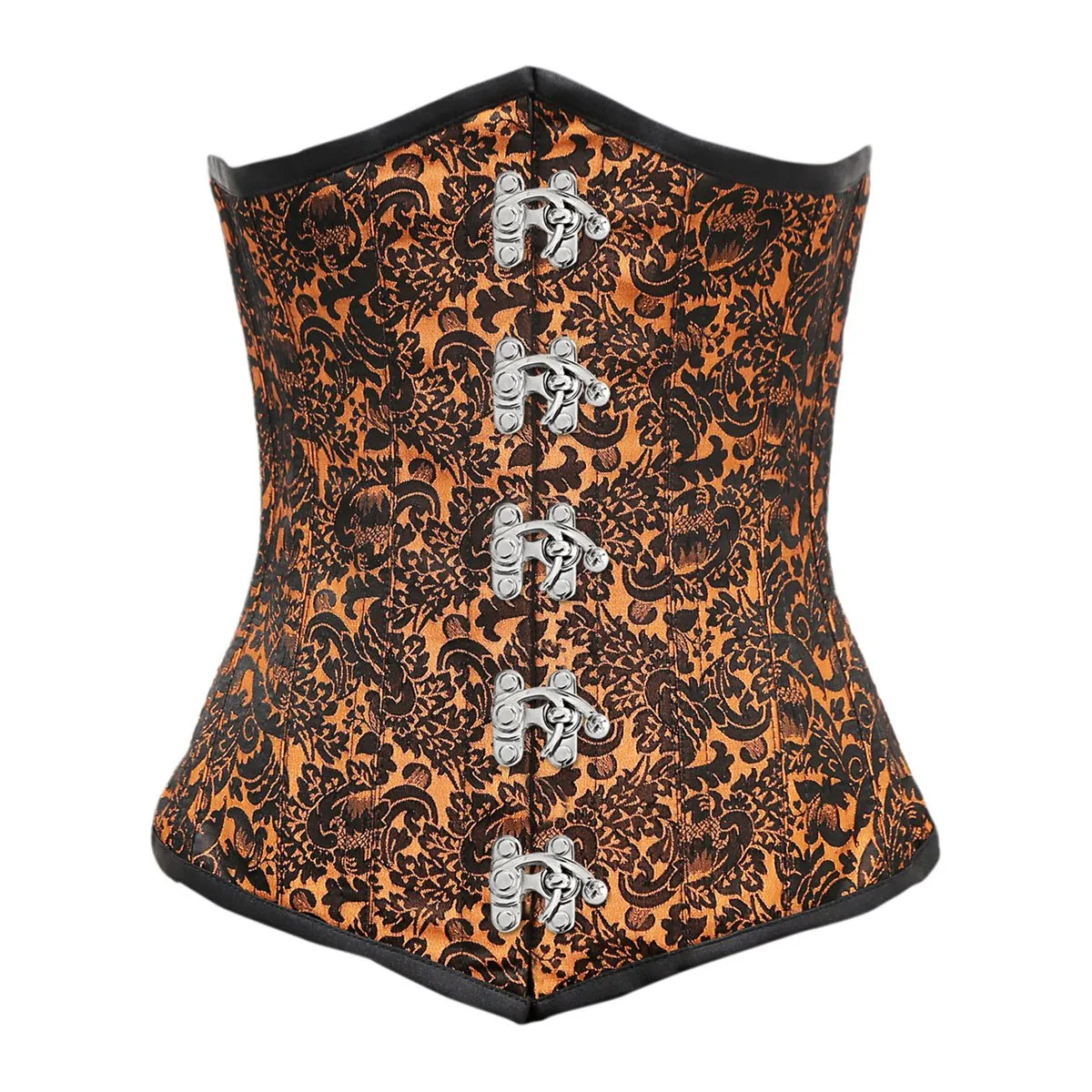 Angly Orange Black Brocade Underbust Corset