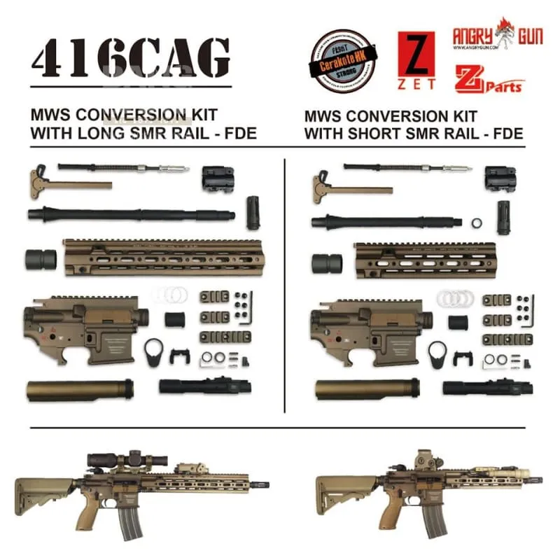 Angry Gun 416CAG MWS Conversion Kit With 14.5'' SMR RAIL - FDE