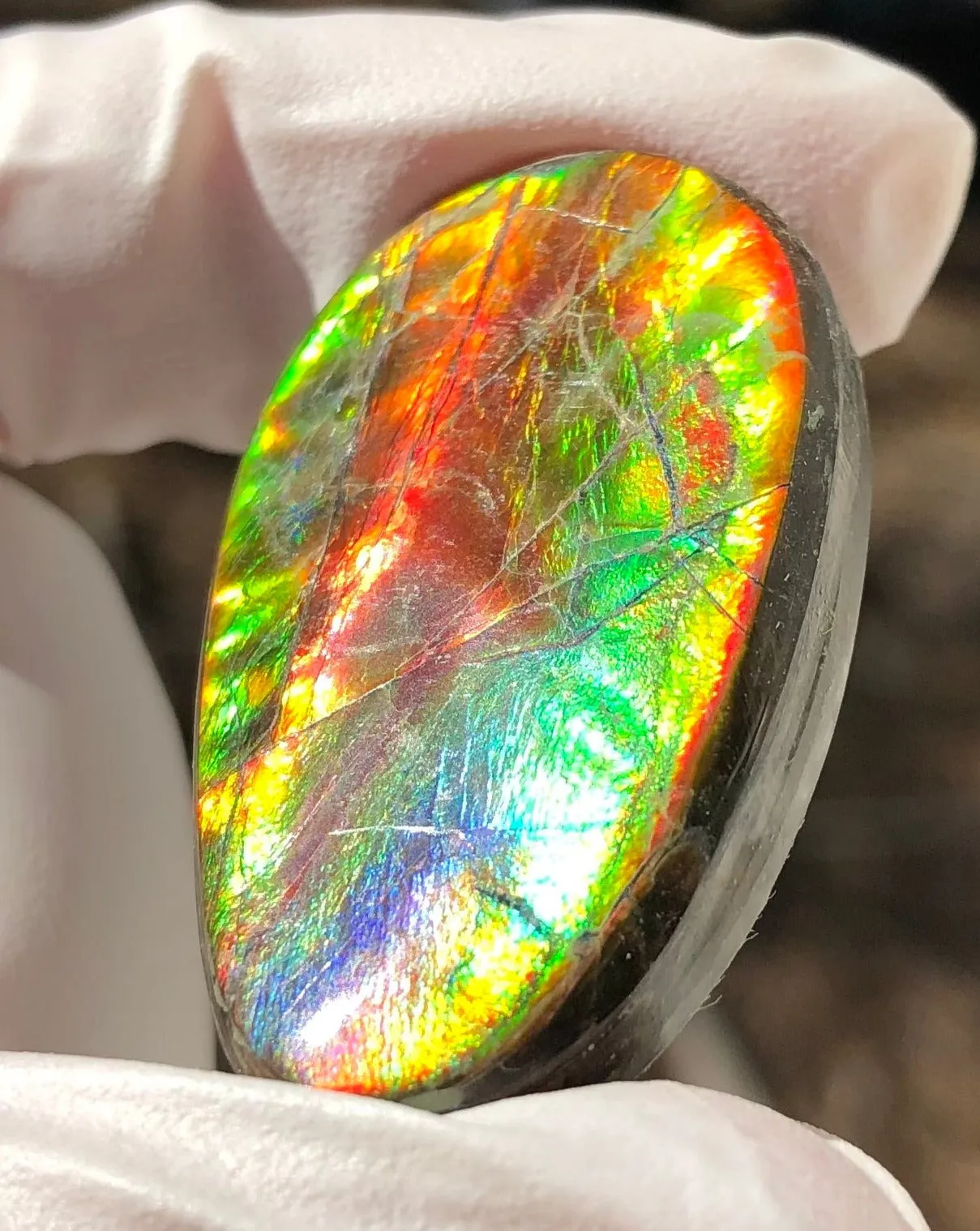 Auction CLOSED!Free shiping🌈Auction!! **Please read the description** Natural hand polished, Free Form . FFNT168 Ammolite High Grade.
