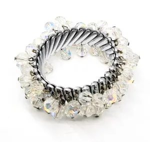 Austrian crystal Aurora Borealis beaded vintage stretch expanding bracelet Japan