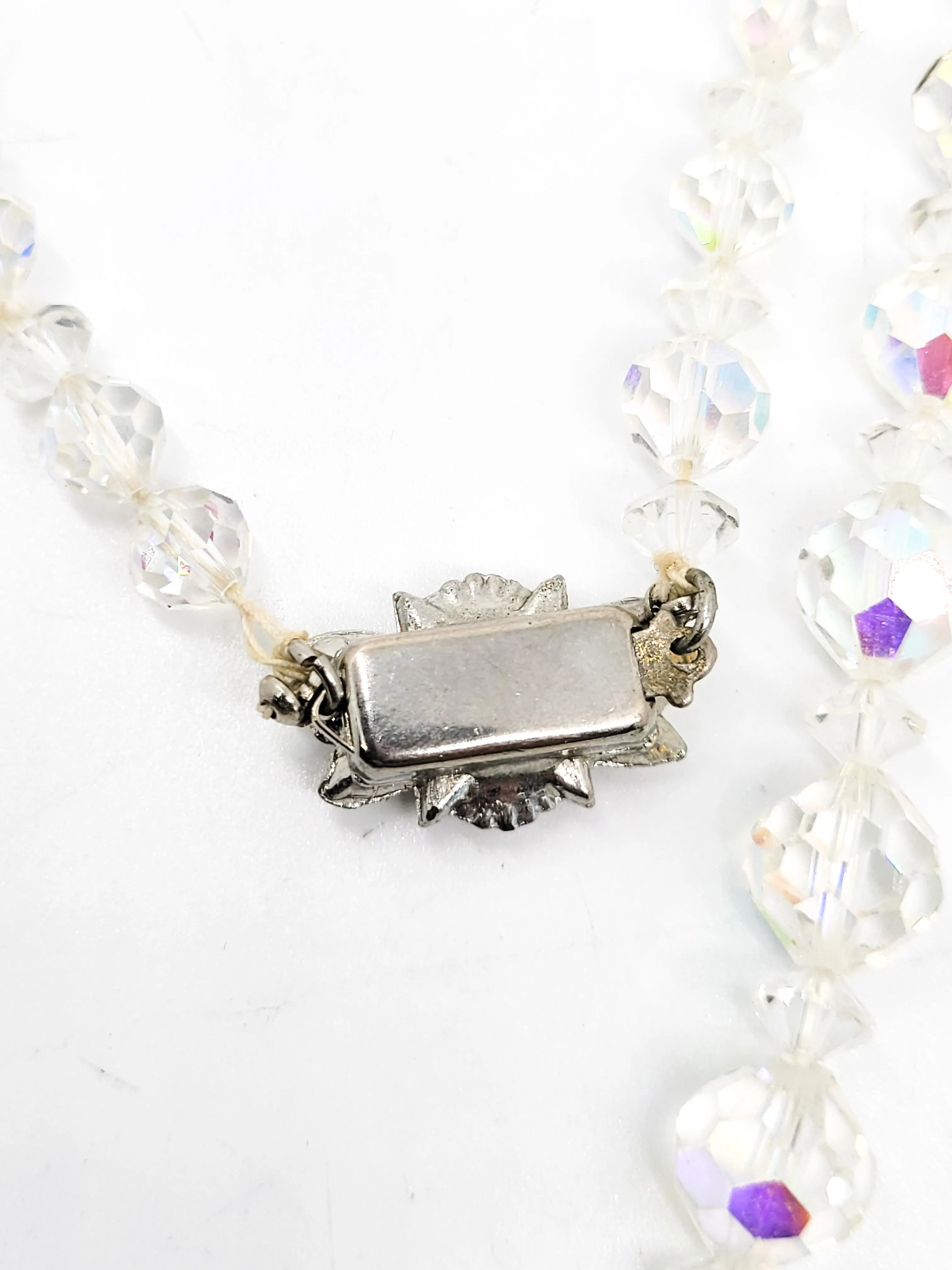 Austrian Crystal graduated AB vintage necklace with rhinestone box clasp