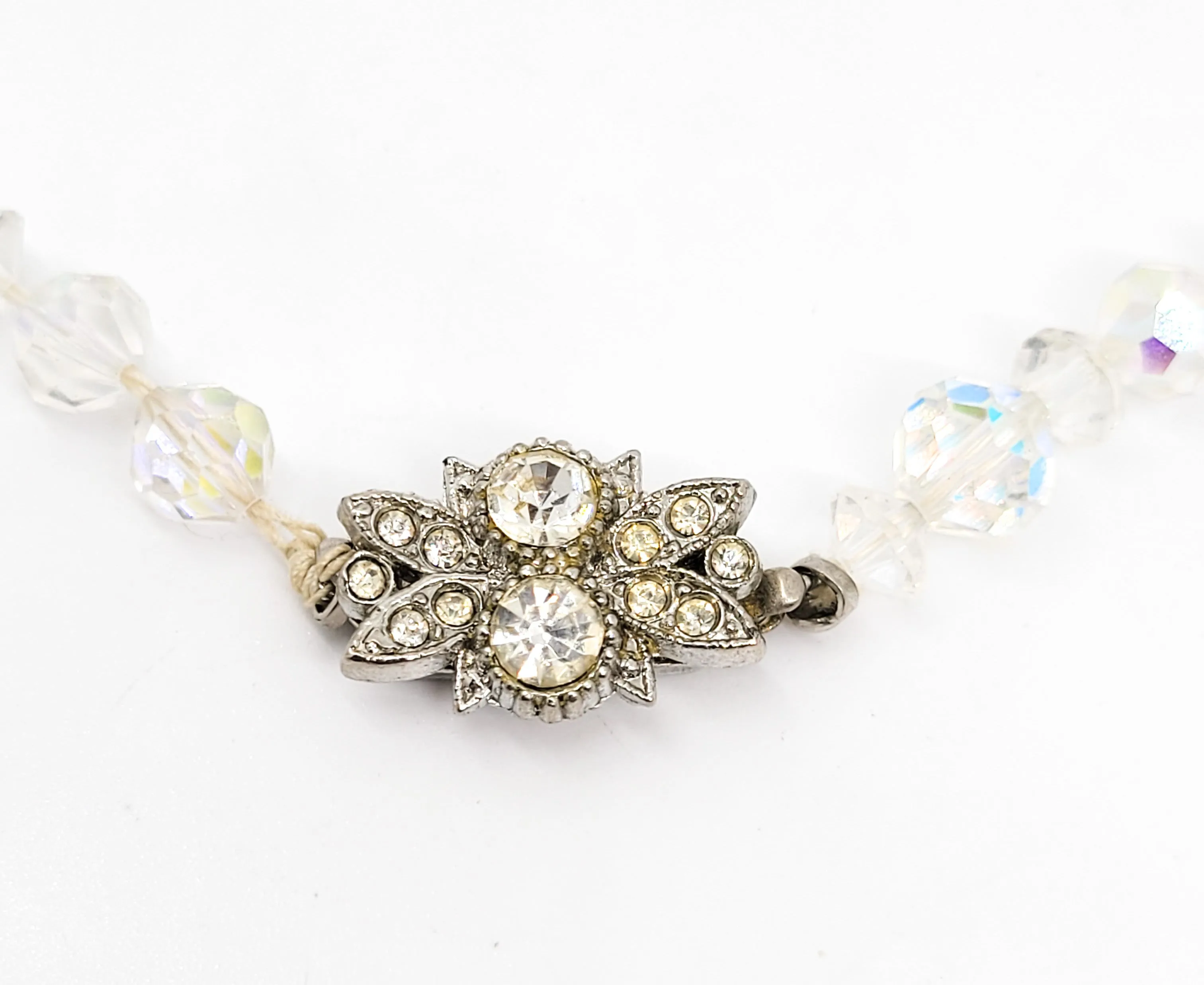 Austrian Crystal graduated AB vintage necklace with rhinestone box clasp