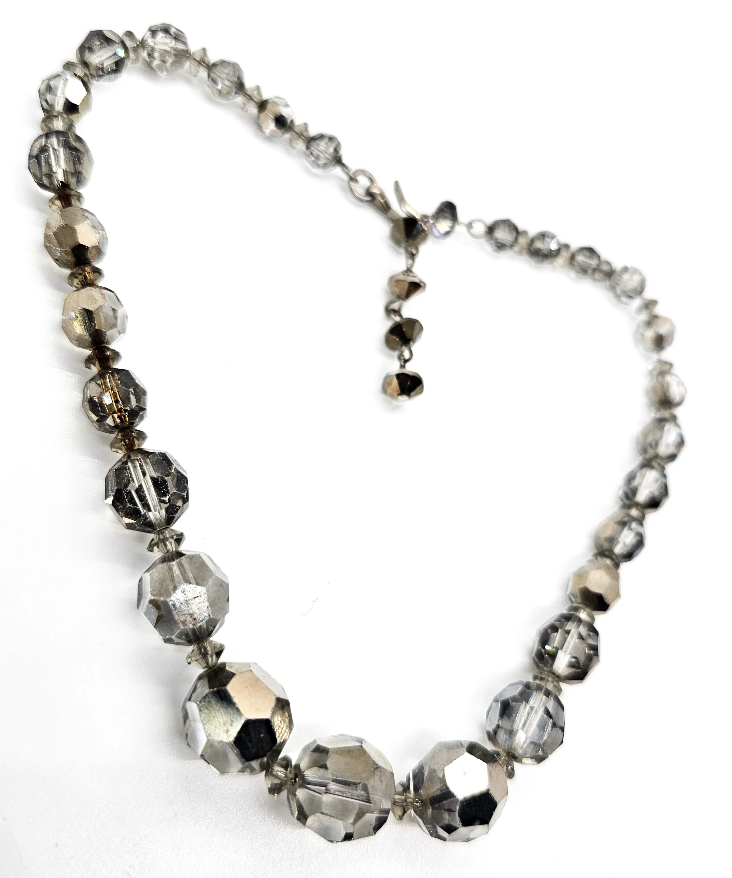 Austrian Crystal silver lead glass crystal graduated beaded vintage necklace Disco