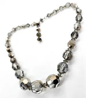Austrian Crystal silver lead glass crystal graduated beaded vintage necklace Disco