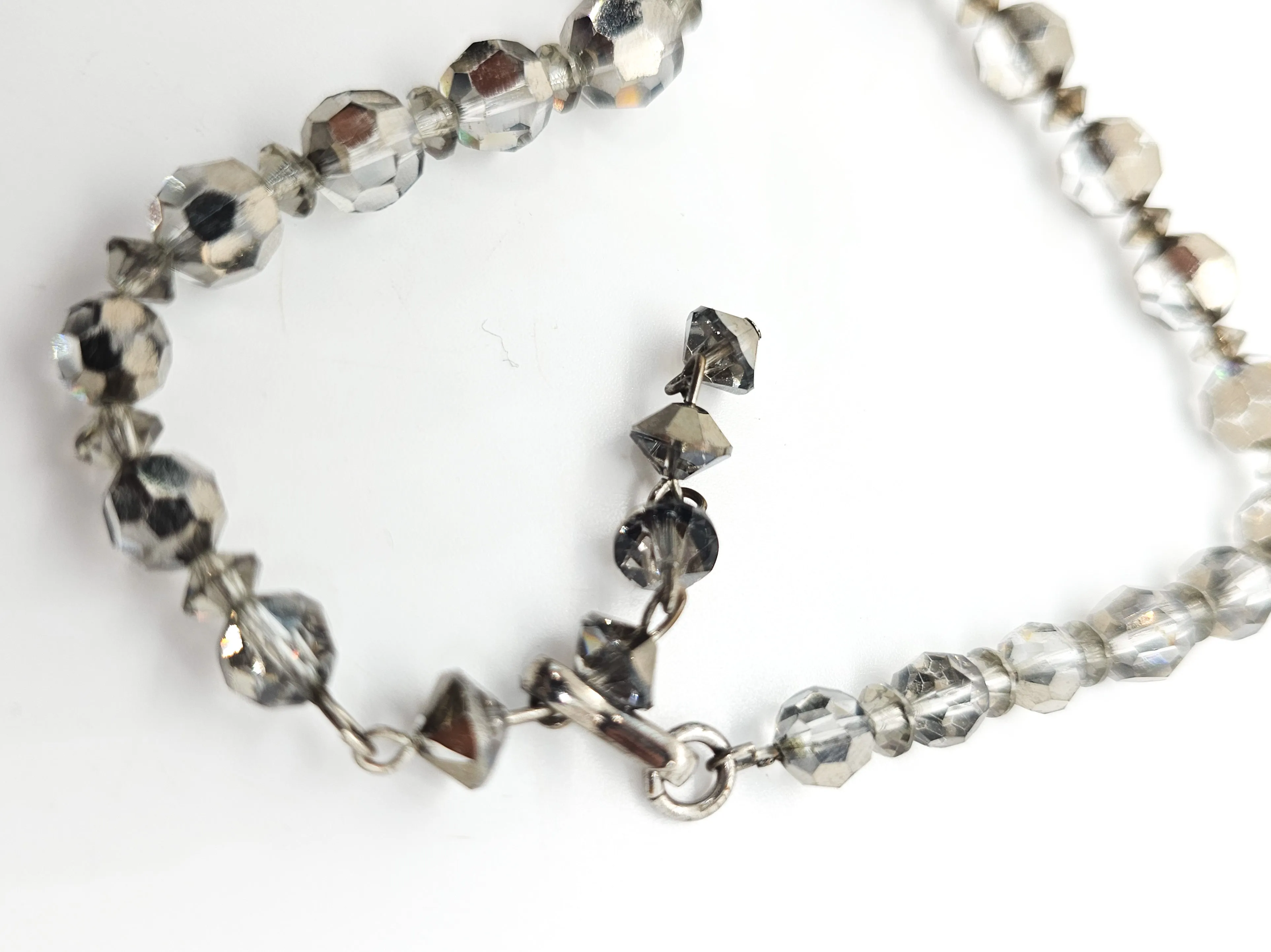 Austrian Crystal silver lead glass crystal graduated beaded vintage necklace Disco