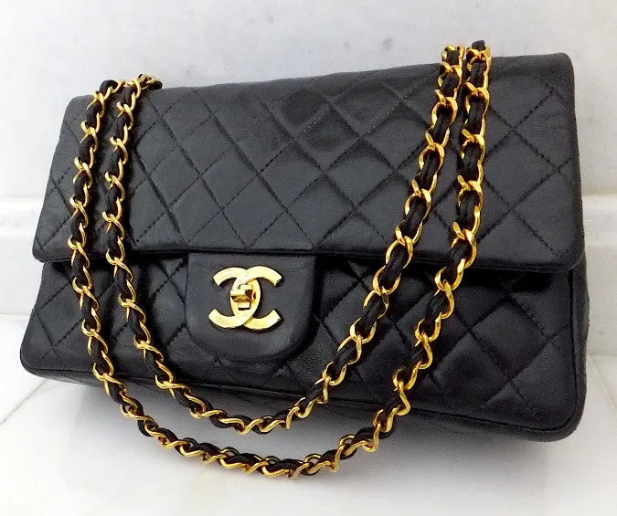 Authentic Chanel Vintage Black 2.55 Flapover