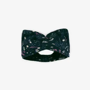 Bandeau marine noué avec motif des fonds marins en viscose, bébé || Navy knotted headband with a seabed print in viscose, baby