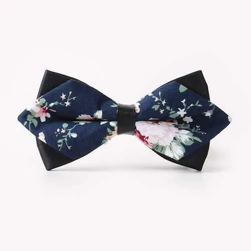 Banquet Peony Sharp-Angled Double-Deck Bow Tie - Cadetblue