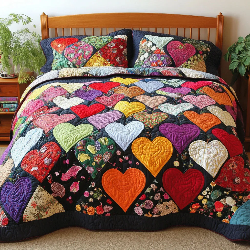 Beating Hearts 3-Piece Quilted Bedding Set NCU0PTT111