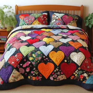 Beating Hearts 3-Piece Quilted Bedding Set NCU0PTT111
